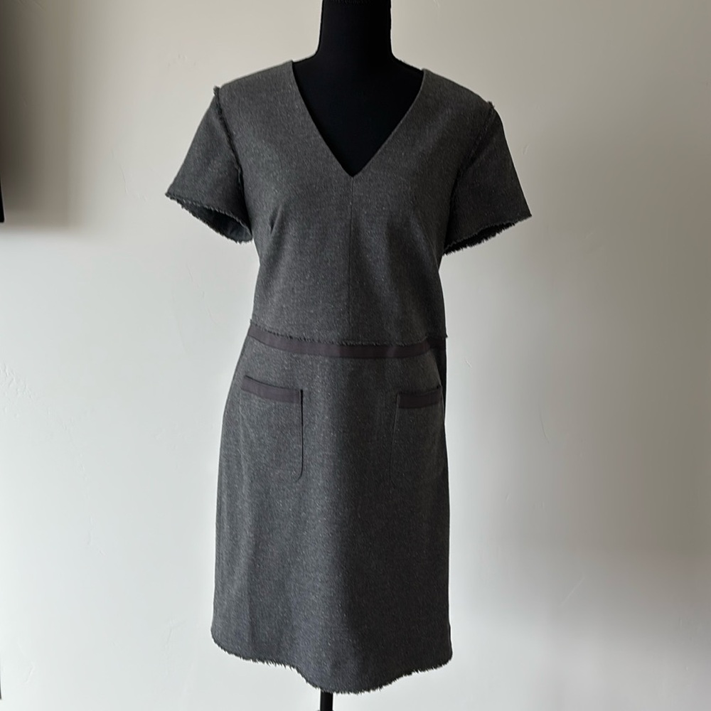 Vintage 2000s Banana Republic Charcoal V-Neck Dress